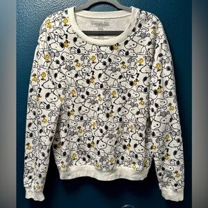 Peanuts Snoopy Print Crew Neck Pullover Sweatshirt